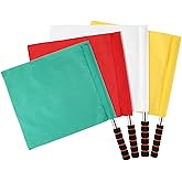 Yardwe Sports Referee Flags 4-Pack with Stainless Steel Poles Hand Signal Flags for Football Soccer Volleyball Track Field High-Visibility Waving Flags