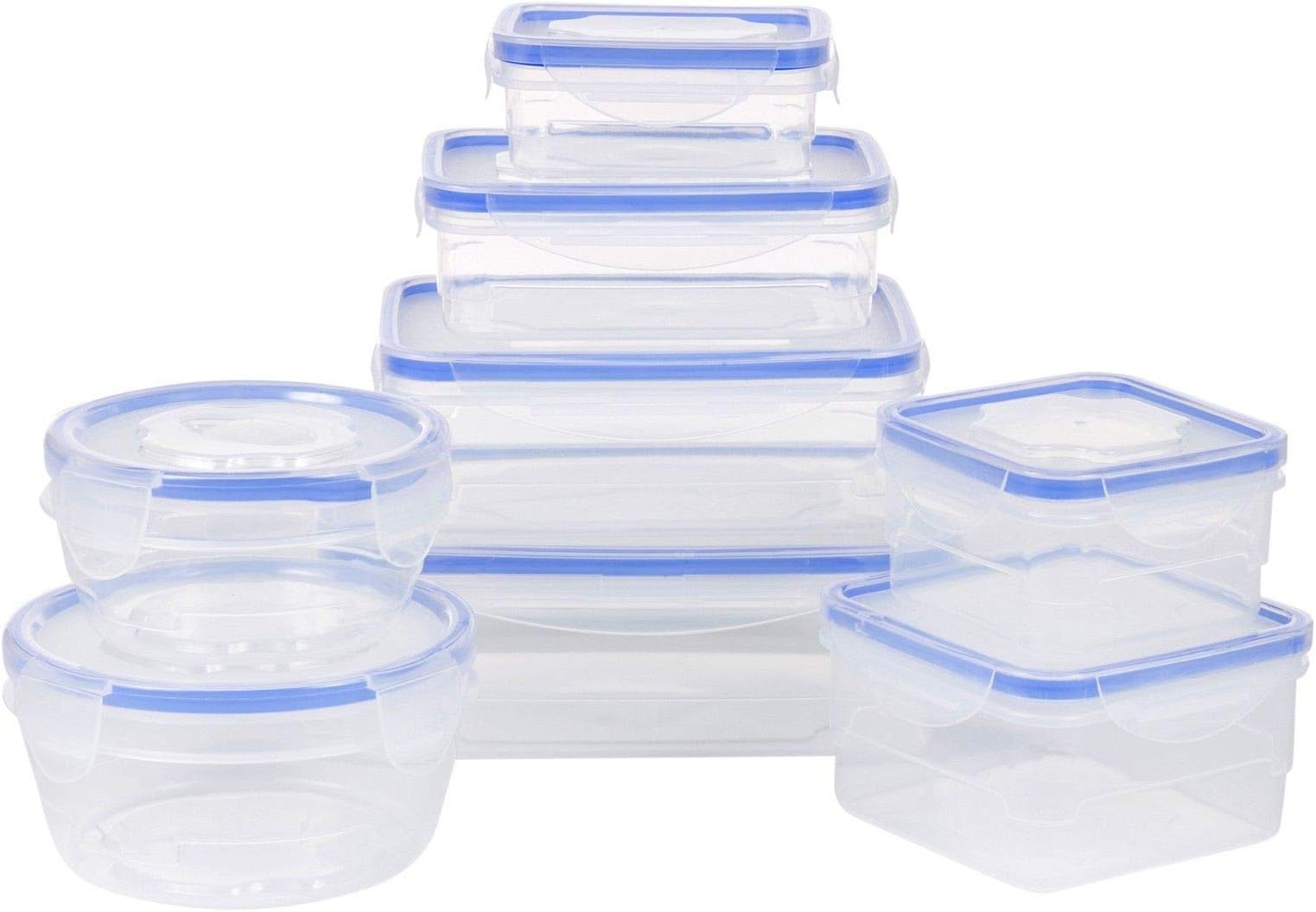 Guilty Gadgets 8 Pack Clip Lock Lid BPA Free Food Storage Containers Clear Air Tight Lunch Boxes Suitable for Fridge Freezer Microwave