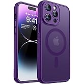 CANSHN Magnetic Compatible with iPhone 14 Pro Max Case, Upgraded [Full Camera Protection] [Compatible with Magsafe] [Translucent Matte] Shockproof Protective Phone Case Cover 6.7 Inch - Deep Purple