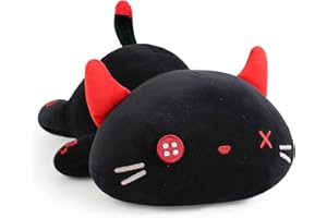 Onsoyours Cute Kitten Plush Toy Stuffed Animal Black Kitty Soft Anime Cat Plush Pillow for Kids (Black A, 12")
