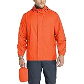 33,000ft Packable Rain Jacket Men's Lightweight Waterproof Rain Shell Jacket Raincoat with Hood for Golf Cycling Windbreaker
