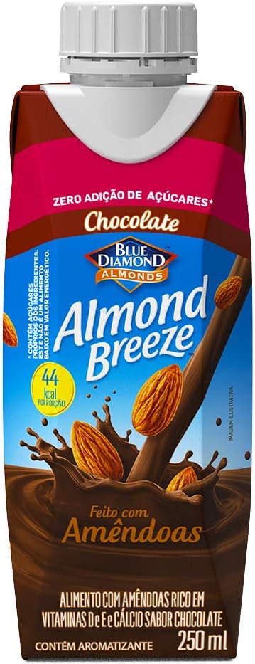 Alimento com Amêndoas Sabor Chocolate Zero Açúcar Almond Breeze 250ml - 16g de Proteina