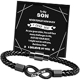 GBTBYS To My Son/Grandson/Man/Dad Bracelet, Valentines Day Gifts for Him, Son Gifts from Mom, Leather Bracelet Birthday Gifts for Boyfriend Husband Nephew