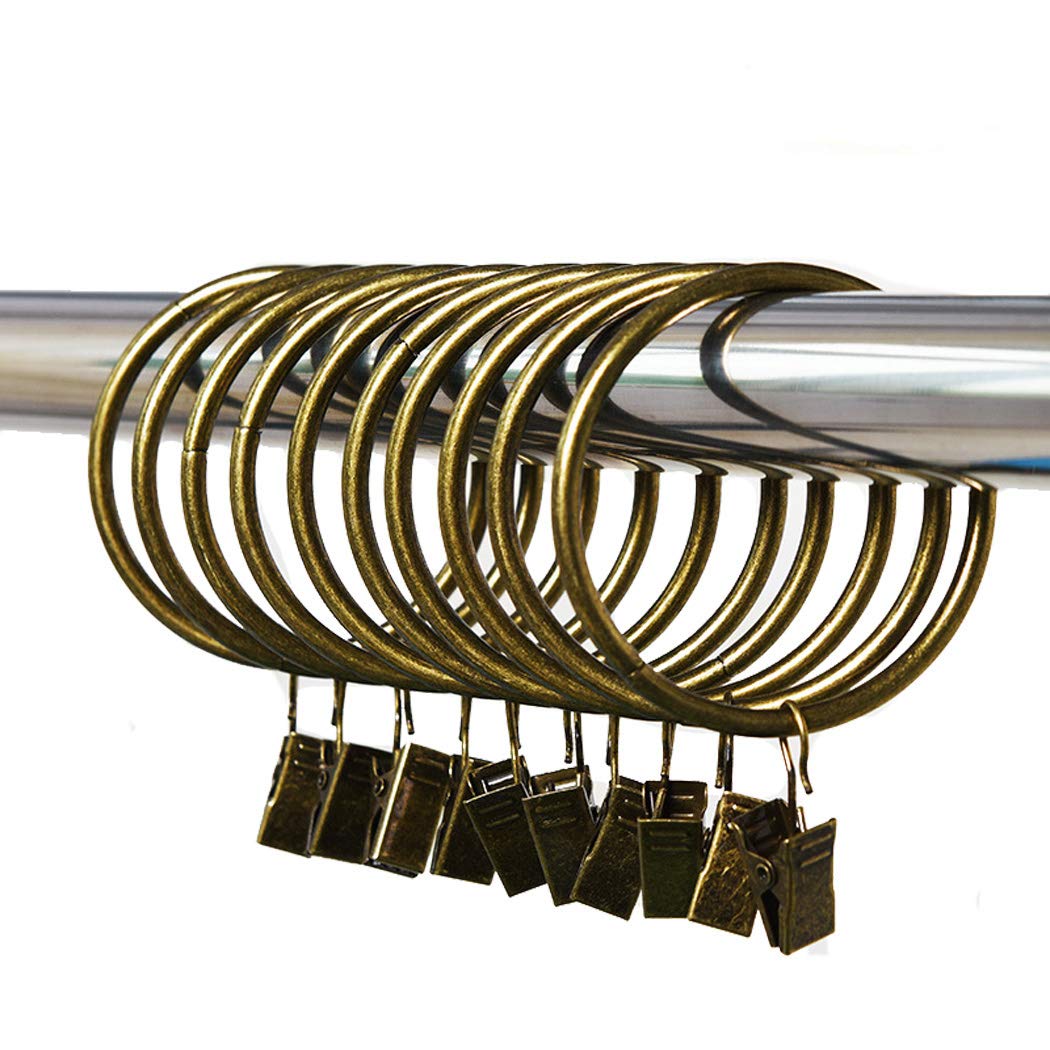 20PCS Bronze Curtain Clips Rings Metal Drapery Curtain Rings Interior Diameter 38mm/1.5 Inch Electroplating Processing