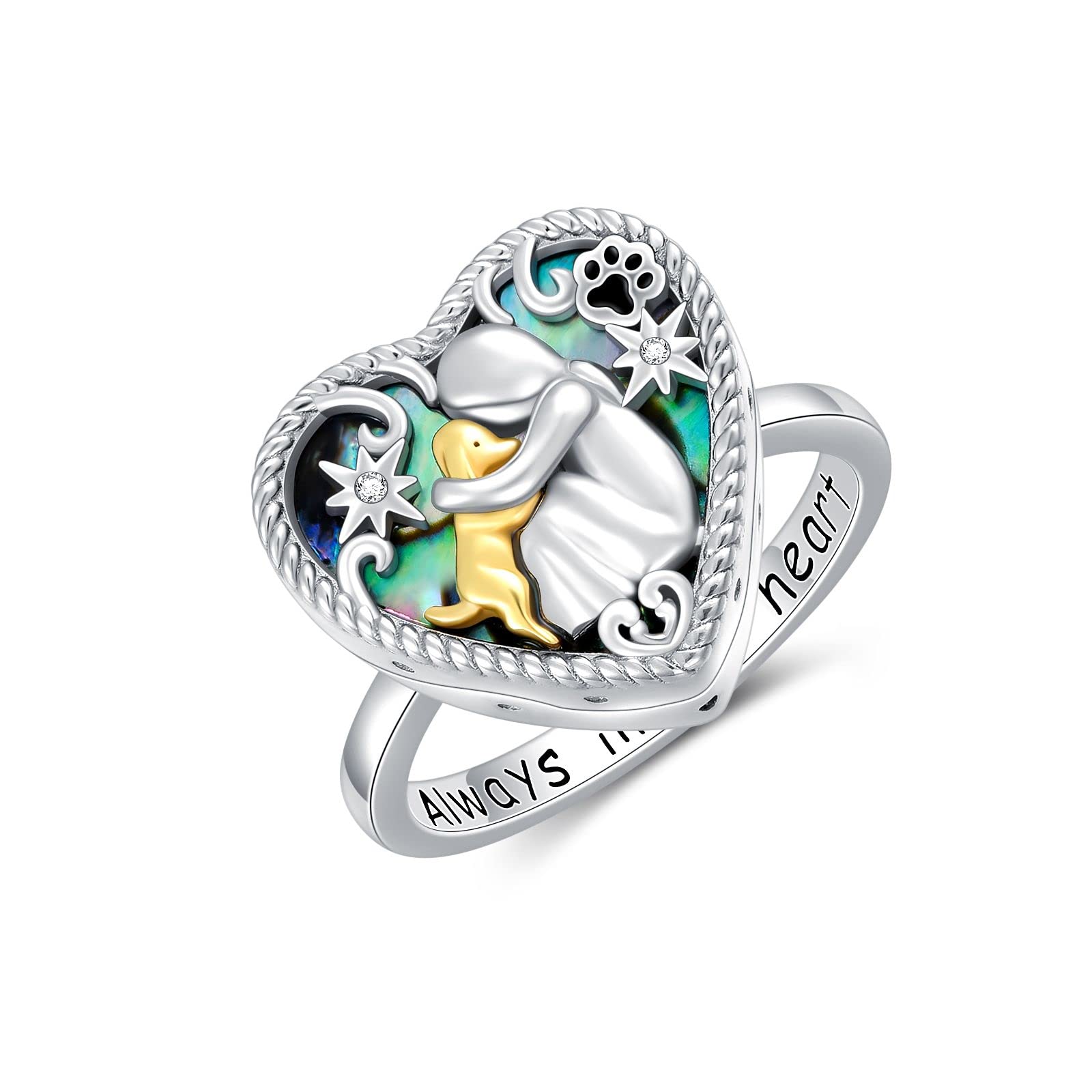 AOBOCO Sterling Silver Dog Urn Ring for Ashes, Dog Memorial Keepsake Cremation Jewelry Gifts for Dog Lovers Women (7)