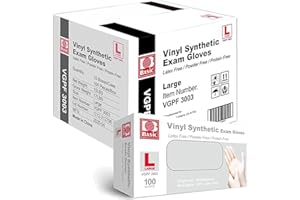 Jointown Basic Medical Clear Vinyl Exam Gloves - Latex-Free & Powder-Free - VGPF-3003 (Case of 1,000), Large