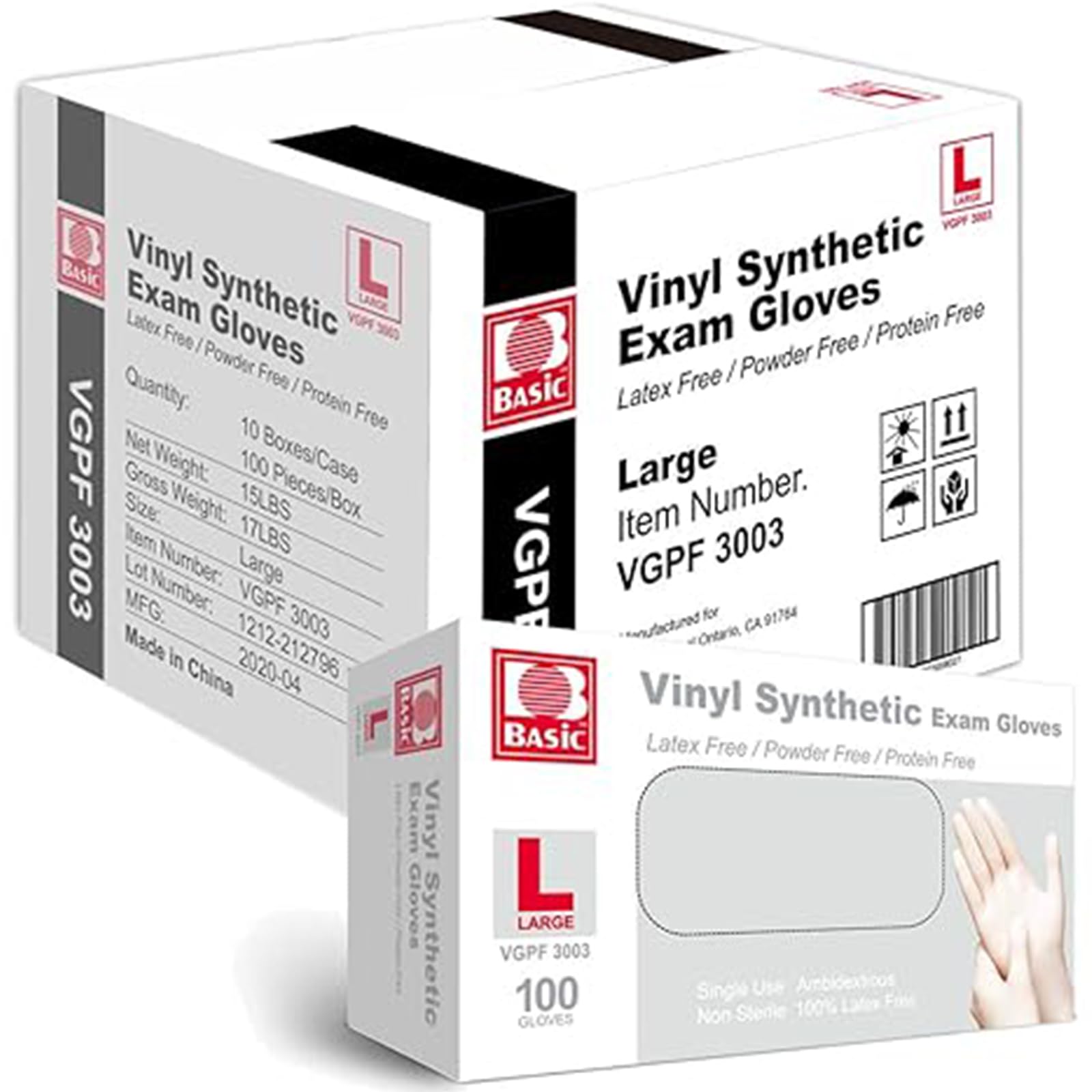 Photo 1 of Jointown Basic Medical Clear Vinyl Exam Gloves - Latex-Free & Powder-Free - VGPF-3003 (Case of 1,000), Large