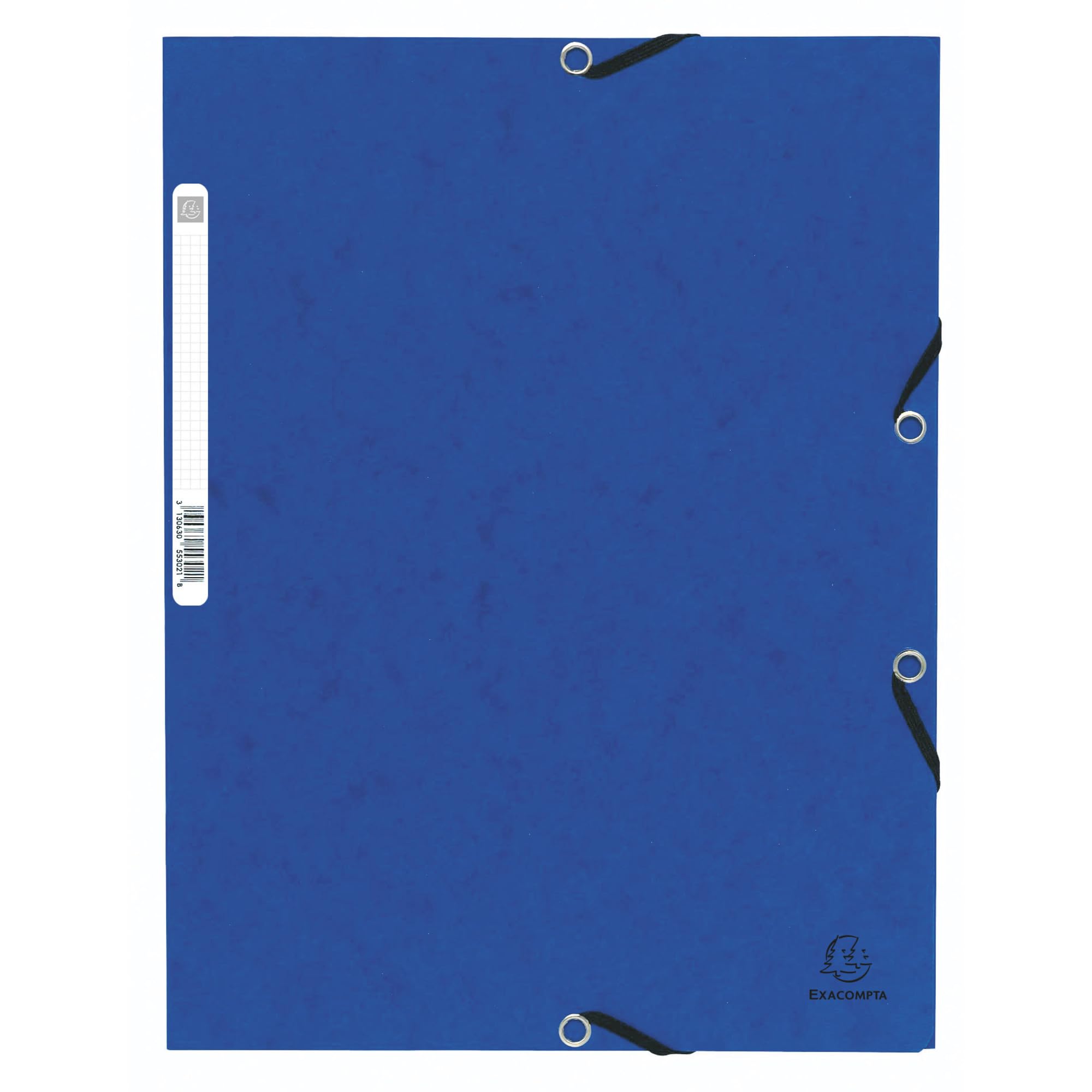 Exacompta - Ref 55302E - Elasticated 3-Flap Folders - Suitable for Holding A4 Documents, 355gsm Glossy Card, Label on Back for Identification - Blue (Pack of 10)