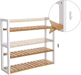 SONGMICS Bamboo 3-Tier Shelf Wall Mount/Free Standing White BCB13WN view 5