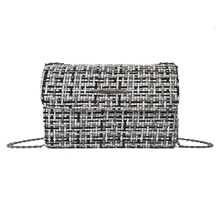 Bfmyxgs Fashion Mini Square Tasche für Damen Mädchen Weiche PU Gestreift Braun Grau Rot Blau mit Deckelverschluss Kettenrieme