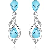 FANCIME Gift for Women Birthstone Earrings for Her Teardrop Birthstone Earrings S925 Sterling Silver infinity Love Birthday Gifts for Mom Women