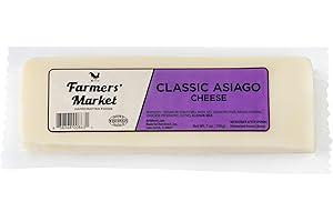 FARMERS' MARKET CHEESE Farmer's Market, Asiago, Cheese Block, 7oz, All Natural Cheese Snack, Perfect for Slicing and Shredding, 1pk