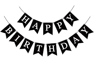 Waenerec Black Happy Birthday Banner Sign Happy Birthday Bunting Banner Garland for Kids Girl Woman Birthday Tea Party Decorations Bunting Flag Birthday Party Supplies