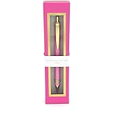 Graphique Glitter All the Way Deluxe Pen w/Gold-Trimmed Presentation Box - Glittery Pink Pen with Comfortable Finger Grooves, Makes a Beautiful, Unique Gift