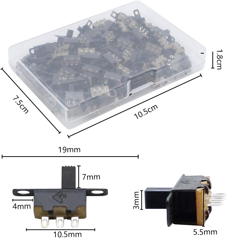 90 Pcs Mini Slide Switch Miniature Panel Slide Switch Toggle Switch ...