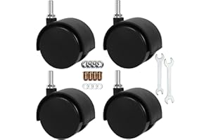 YEWEKE 2" Stem Casters Replacement Casters Threaded Swivel Furniture Caster Wheels with Brakes 100Lbs (M6-1.0x15mm-Black-No Brake)