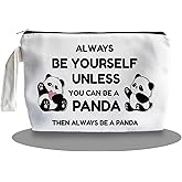 SQQCMM Cute Panda Makeup Bag - Cute Panda Themed Gifts for Lovers Girls Mom Women, Cosmetic Travel Bags for Women, Canvas Zipper Makeup Bag