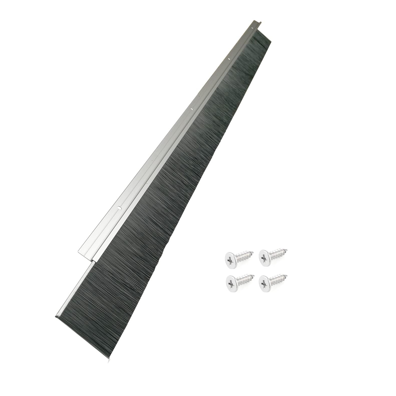 Retsun Extra-Wide Door Brush Seal Strip – 61mm (2.4") W x 880mm (34.6") L, Silver Aluminum Frame with Black PP Bristles, Draught, Dustproof, Weatherproof & Pest Control（Silver1.5, 1) — image 1