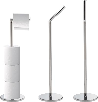 Crystals Freestanding Toilet Roll Holder 2 in 1 Stainless Steel Silver