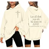 ASTANFY Christian Sweatshirts for Women Jesus Religious Faith Hoodies Inspirational Graphic Tee Long Sleeve Pullover Shirts