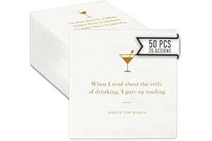 Drinking Quote Bar Napkins – 50 PCS Funny Cocktail Napkins for Adults with 25 Unique Quotes, Perfect for Weddings, Parties, a