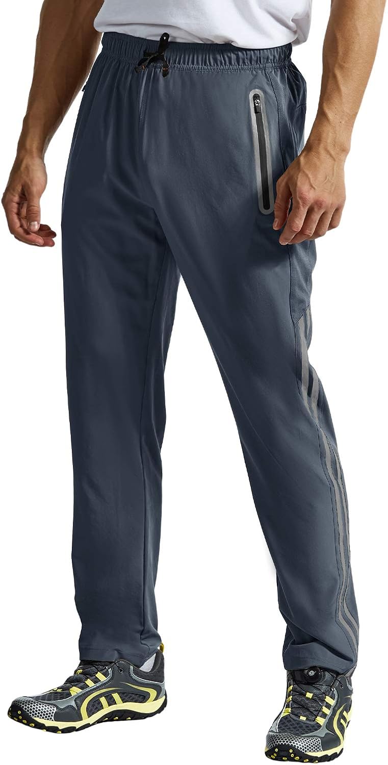 BGOWATU Men's Sweatpants Zipper Pockets Lightweight Exercise Pants Running Workout Sports: Clothing