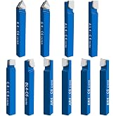 10PCS 1/4" Metal Lathe Tooling Carbide Tip Tipped Cutter Tool | C6 Bit Cutting Set,for Metal Lathe Turning, Boring, and Chamfering