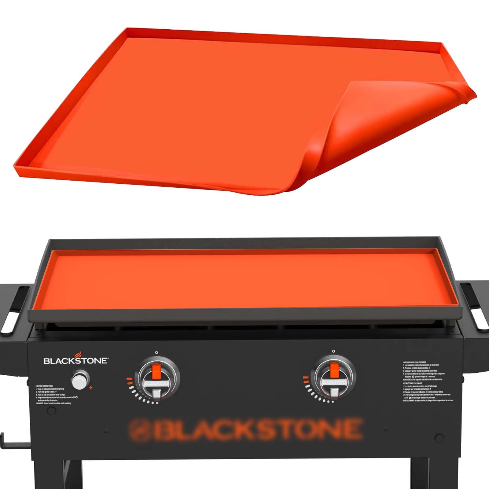 Photo 1 of MBYLOEBA 28 Inch Griddle Cover Mat for Blackstone, All-Season Protection Against Dirt & Rust, Food Grade Silicone Grill Mat (Orange)