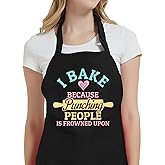 Jpayxese Baking Aprons for Women with Pockets, I Bake Because People Is Frowned Apron, Cute Baking Gifts for Bakers Friends