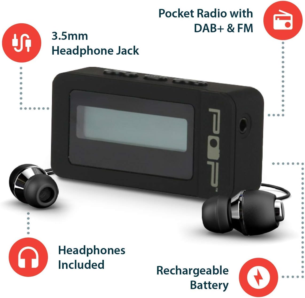 POP Nano DAB/+ FM Pocket Radio USB Rechargeable Compact Amazon.co.uk