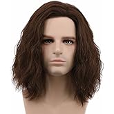 karlery Men Fluffy Short Curly Brown Wig Halloween Cosplay Wig Anime Costume Wig (1)