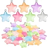 Otuuz 70 Pcs Glow in the Dark Star Charms Luminous Resin Pendants Charms Bulk Star Pendant Bead Pendants for Jewelry Making, 7 Colors