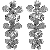 Bohemian Flower Earrings for Women 18K Gold Plated Large Statement Earrings Hypoallergenic Gold Vintage Chic Boho Wedding Jewelry