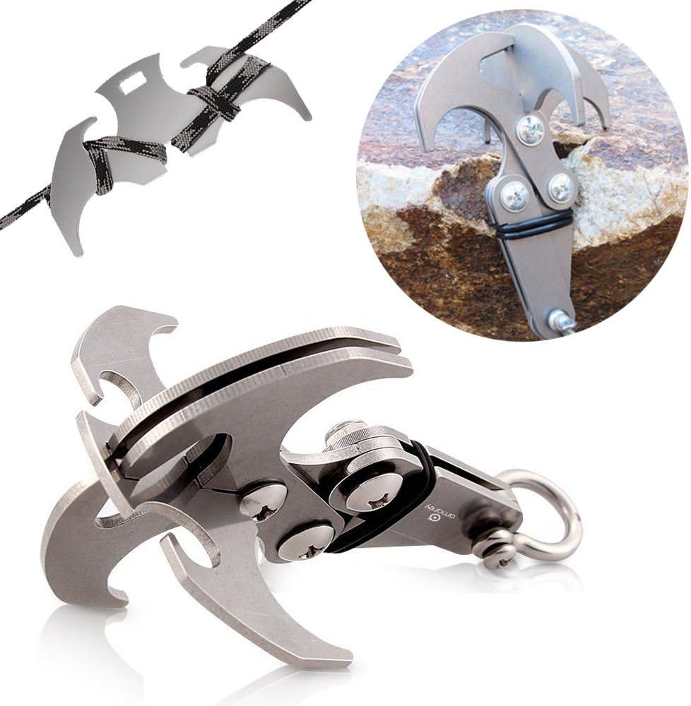 SAIGE High Performance Gravity Hook Multifunctional Stainless Steel Survival Folding Grappling Hook Climbing Claw Gravity Carabiner for Outdoor Life