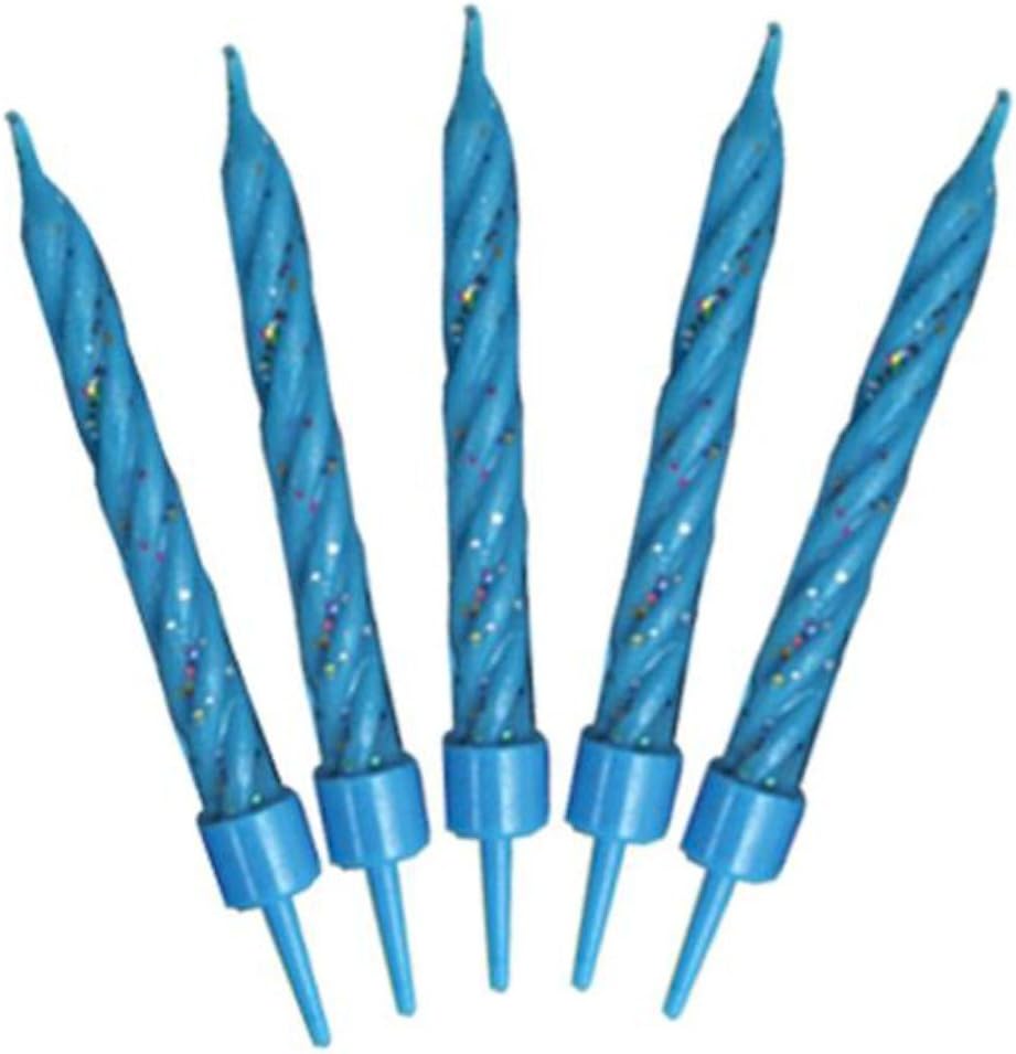 Amscan Blue Glitter Candles With Holders, Pack of 10, Blue,white, Taille unique - Image 4