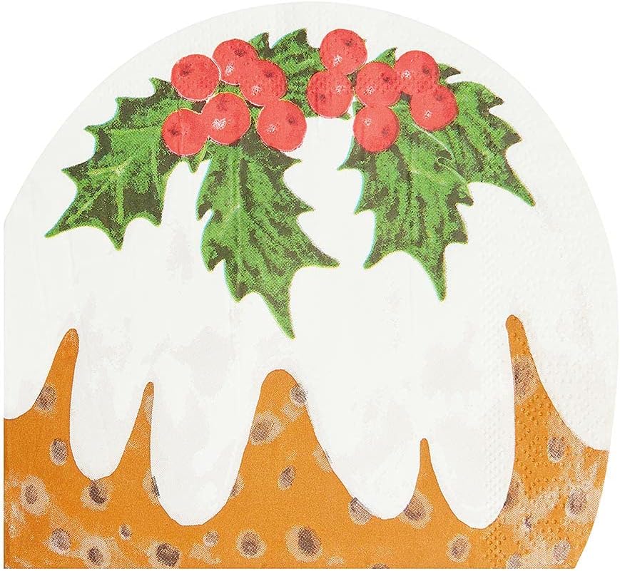 Talking Tables Christmas Pudding Napkins | 16 Paper Serviettes 33cm