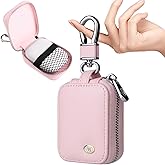 Ephoou Earphone Case for AirPods 4/3/ 2/1/ AirPods Pro 3 with Carabiner, PU Leather Pouch Bag with Zipper, Travel Storage Bag for Wireless Earbuds, Wired Earphones and Charging Cables EB-Pink