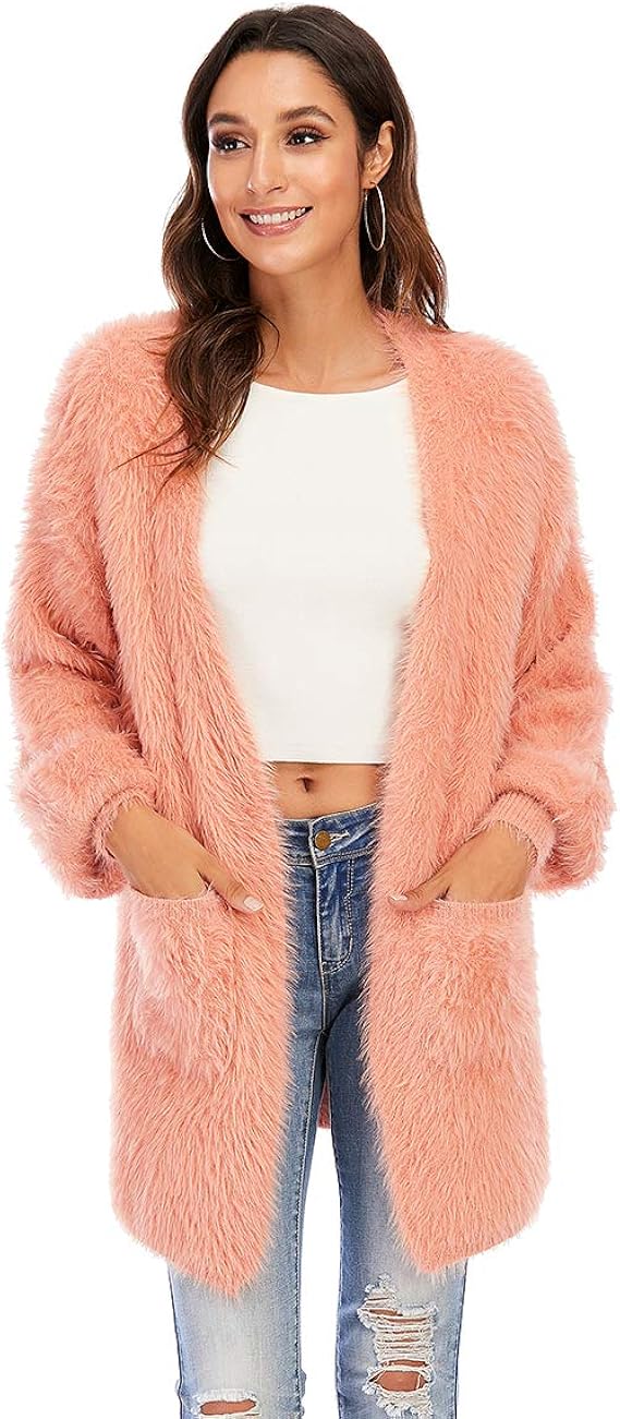 CGYY Women's Fashion Open Front Fluffy Cardigans Sweaters Coats with