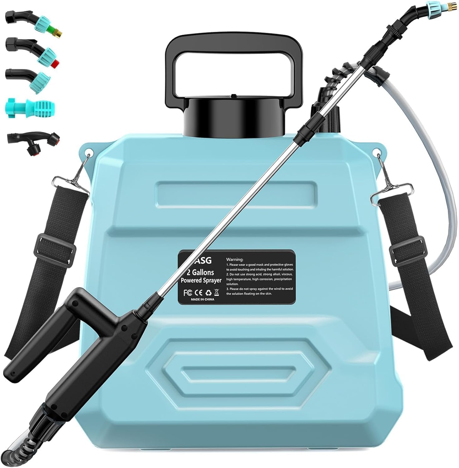 Photo 1 of FAULTY BATTERY*******VASG Battery Powered Garden Sprayer 2 Gallon, 7.4V Powerful Electric Pump Sprayer, Weed Sprayer with USB Rechargeable Handle, 5 Mist Nozzles, Retractable Wand, Adjustable Strap for Lawn, Garden, Yard