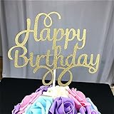 2 Pack Happy Birthday Cake Topper Glitter Party Event Decorations Gold