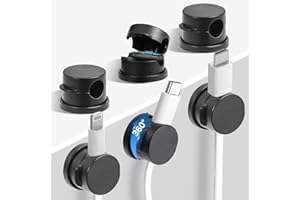 KEUAAAO 6PC Cord Organizer Holder, 360° Rotatable Spring Cable Clips, Strong Adhesive Cable Management Desk Accessories, Adjustable Wire Organizer Hide Cords Neatly for Nightstand, Home, Kitchen, Office, Rv