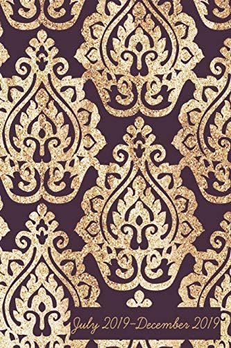 July 2019-December 2019: Six Month Daily Planner : 6x9 Satin Matte Burgundy & Gold Damask Vintage Inspired Cover Paperback – January 12, 2019