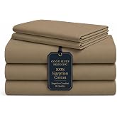 100% Egyptian Cotton Split King Sheets Sets for Adjustable Bed, Taupe | 5 Piece, Sateen Weave Sheet Sets, Ultra Soft &amp; Breathable, 16 Inch Deep Pocket Sheets For Adjustable Bed