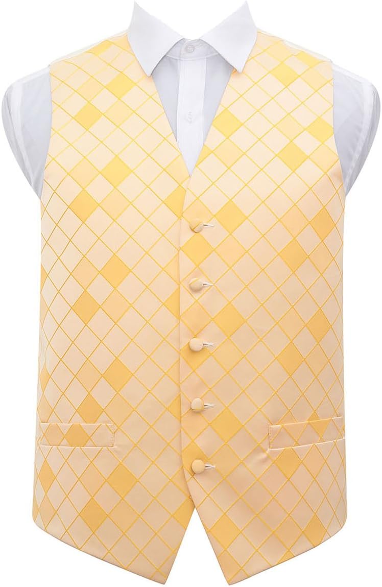 DQT Diamond Patterned Wedding Tuxedo Waistcoat Vest for Men in and Sizes
