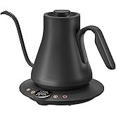 INTASTING Electric Kettle, Gooseneck Electric Kettle, ±1℉ Temperature Control, Stainless Steel Inner, Quick Heating, for Pour Over Coffee, Brew Tea, Boil Hot Water, 1500W/0.9L Black