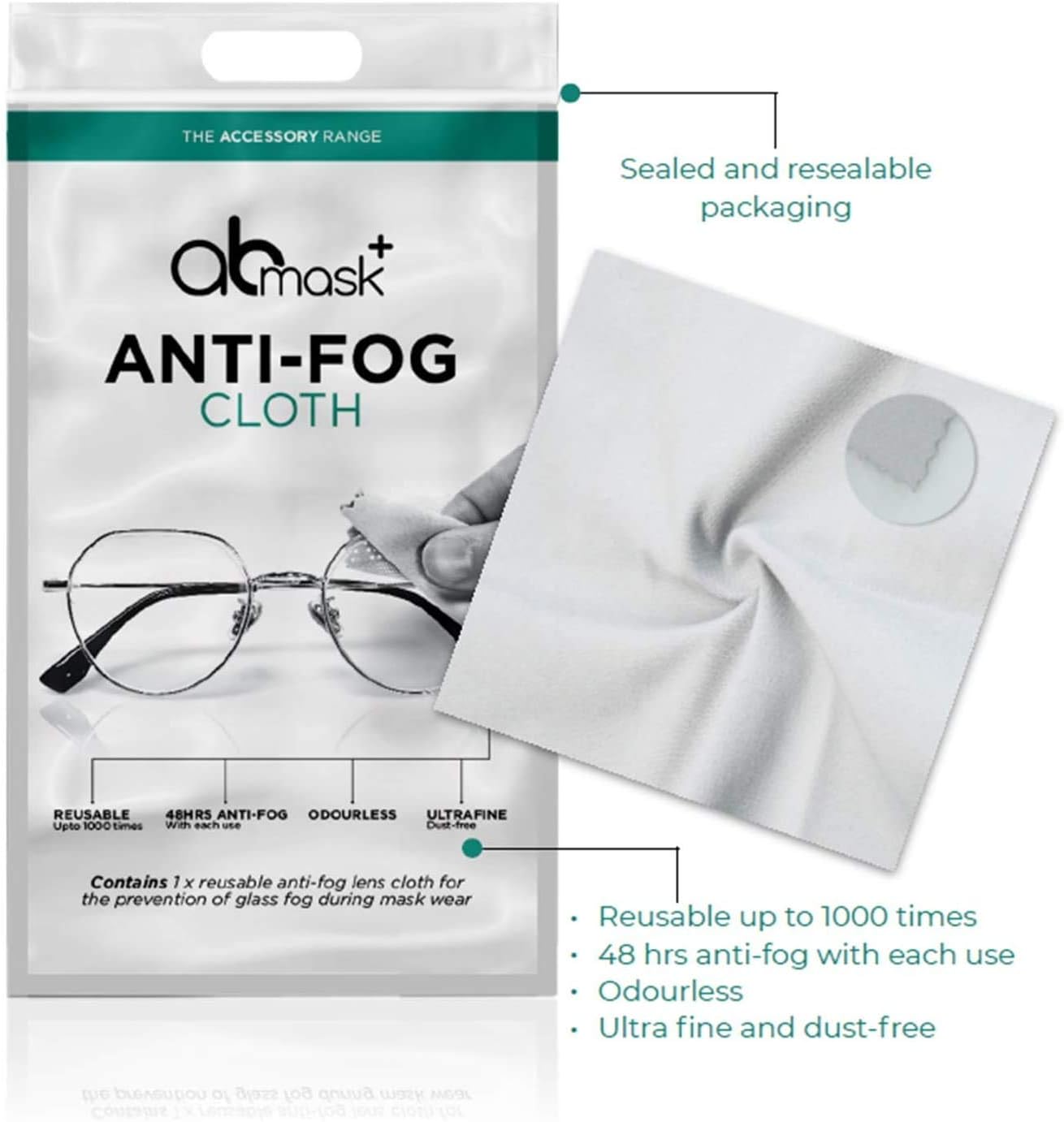 Anti-Fog Dry Cloth, Pack of 5 Demister Lens Wipe for Glasses Stay Mist Free for 48 Hours, Reusable up to 1000 Times - Image 3