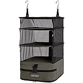 TABITORA Portable Hanging Travel Shelves Bag Packing Cube Organizer Suitcase Storage Large Capacity (Taupe L)