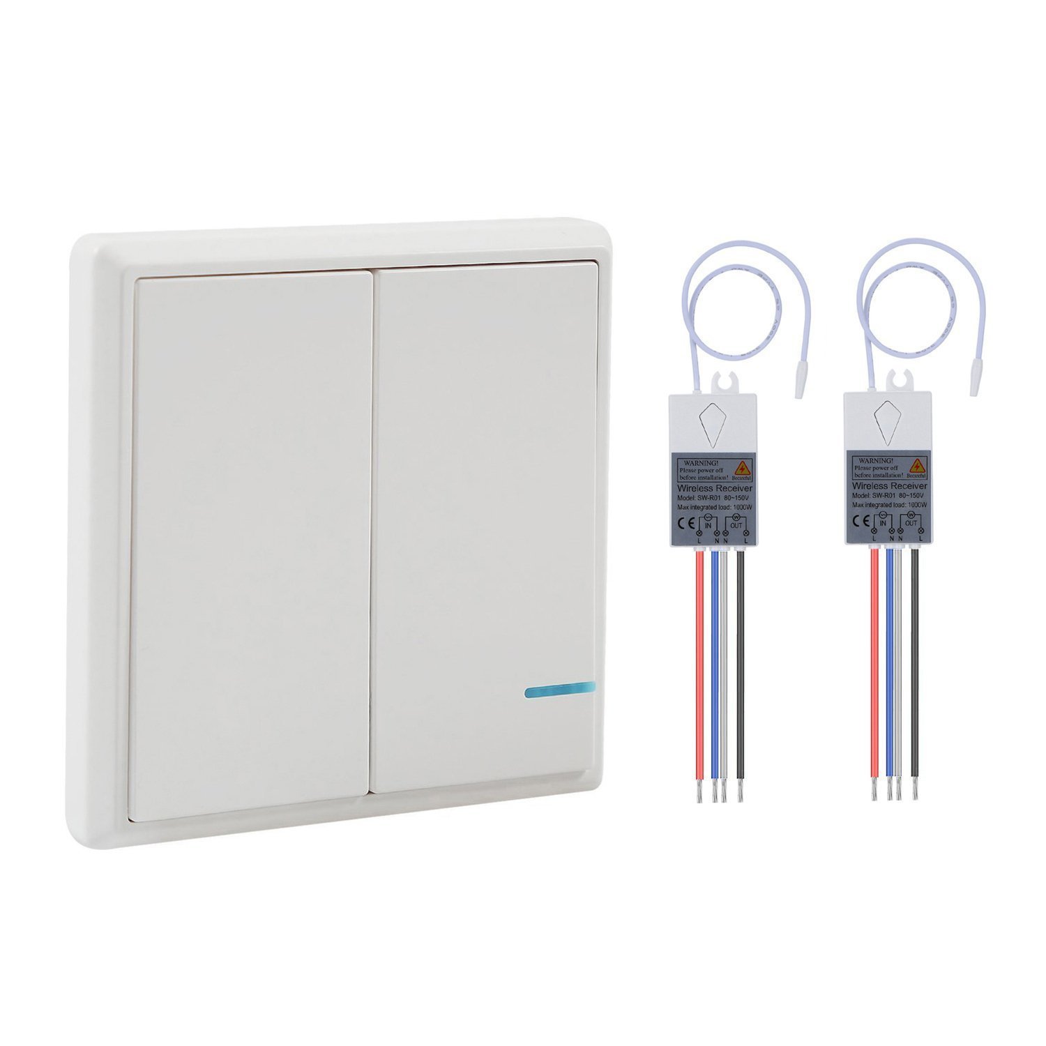 Wsdcam Wireless Light Switch and Receiver Kit Outdoor 1900 ft Indoors 229 ft - Remote Control Ceiling Lamp LED Bulb - No Wires- IP54 Waterproof