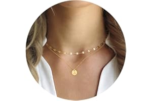 Turandoss Gold Layered Initial Necklaces for Women - Dainty Gold Plated Personalized Dainty Layered Letter A-Z Pendent Choker Necklaces for Women Trendy Jewelry Gifts