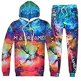Uhomedecor Men's Emoji Joggers Sweatpants/Hoodie Galaxy Blue Sportswear Gym Sport